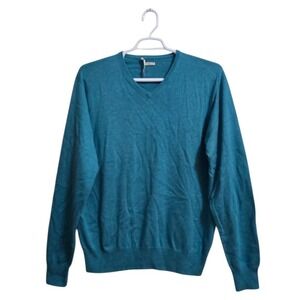 Peter Millar Crown Soft Silk Cashmere V-Neck Sweater In Teal Sz XL